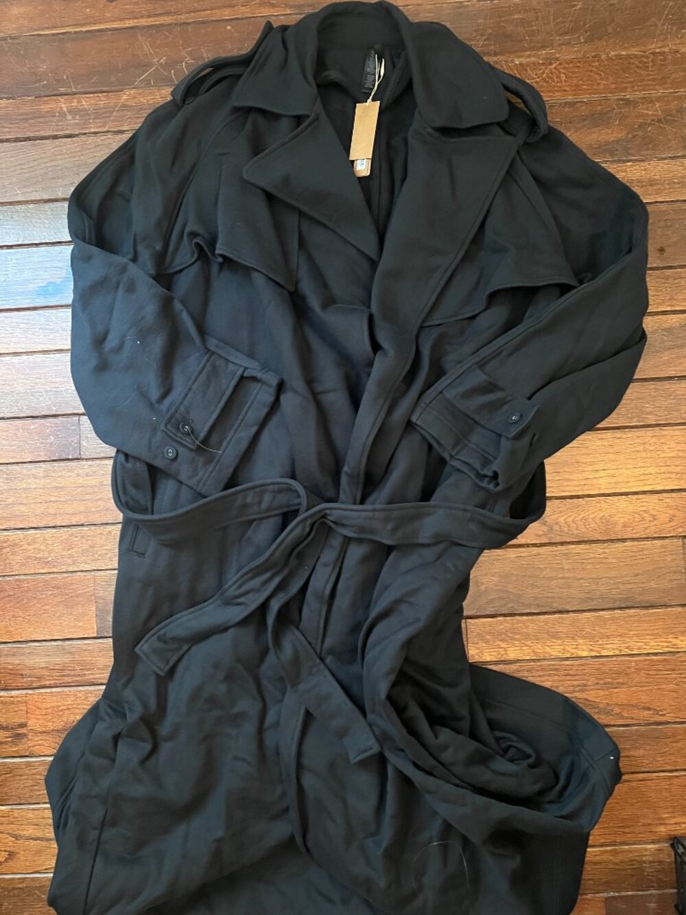 SKIMS Black Boyfriend Fleece Oversized Trench Coat Size Small New With Tags NWT